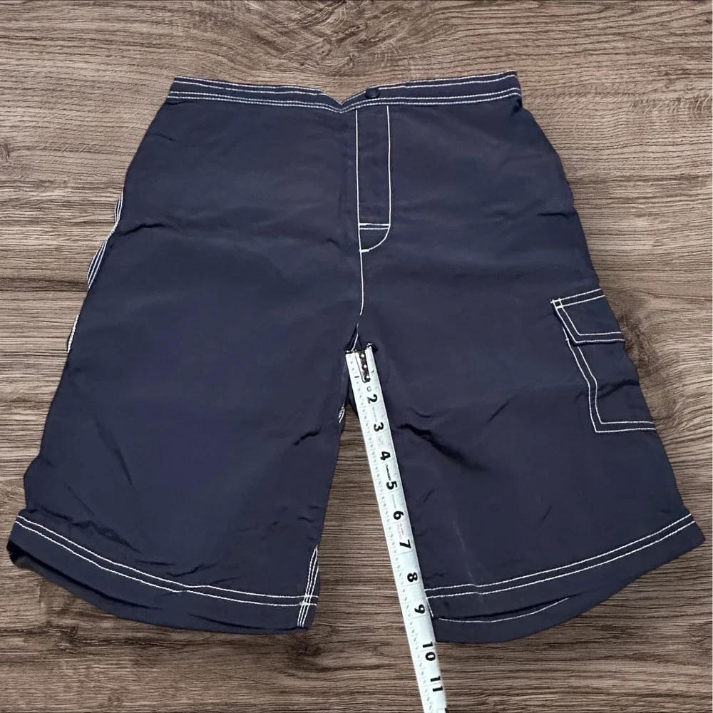 Lands'‎ End Kids Swim Trunks Navy Mesh Lined Cargo Shorts Size XL 18–20